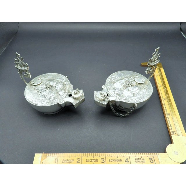 Nautical Antique 19th Century Italian 800 Silver Galleon Ships Spirit Lamps- Set of 2 For Sale - Image 3 of 9