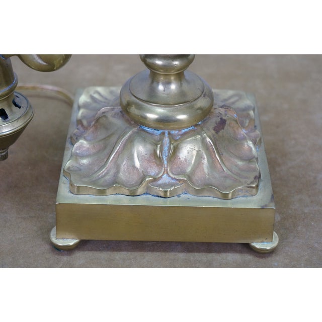 Antique Brass Regency Argand 2 Light Candlestick Candelabra Hurricane Lamps - a Pair For Sale - Image 12 of 18