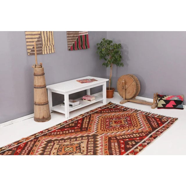 Mid 20th Century Vintage Handwoven Turkish Kilim Rug For Sale In Los Angeles - Image 6 of 7