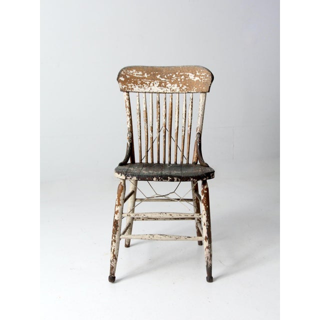 Shabby Chic Antique Spindle Back Chair For Sale - Image 3 of 12
