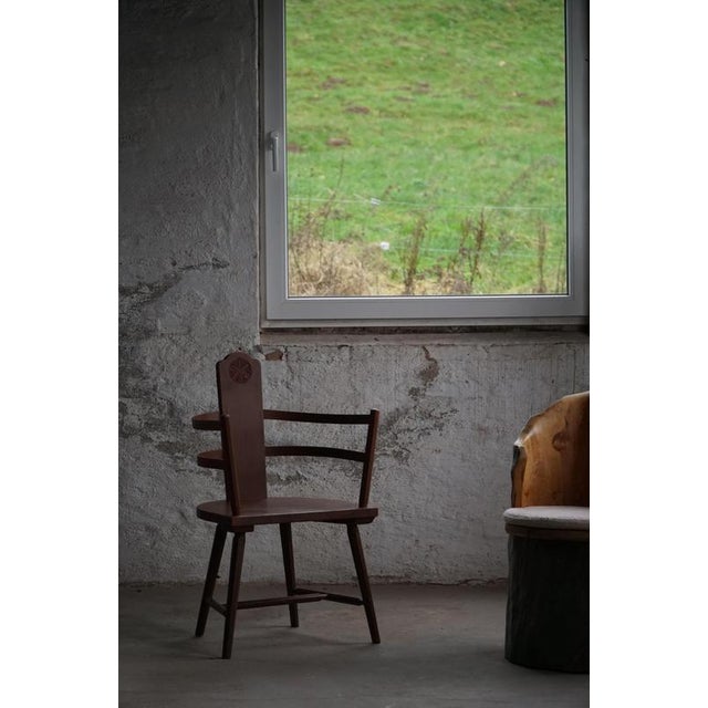 Scandinavian Folk Art Wooden Armchairs with Hand-Carved Motifs, 1920s, Set of 2 For Sale - Image 10 of 18