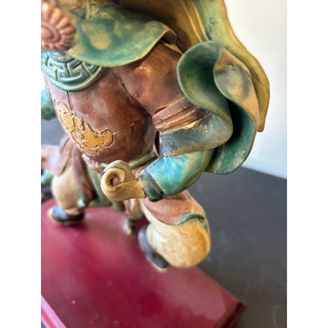 Maroon Chinese Roof Tile Converted to a Lamp For Sale - Image 8 of 9