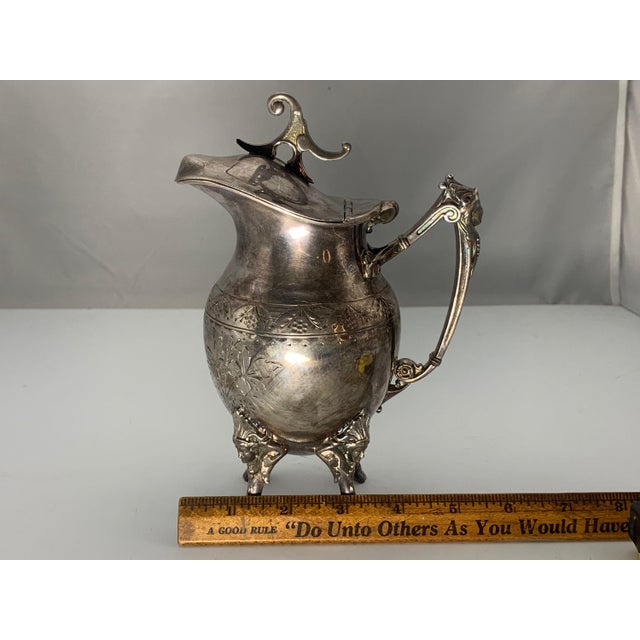 19th Century Victorian Silver Plate Creamer: Simpson Hall Miller Floral Design For Sale - Image 10 of 10
