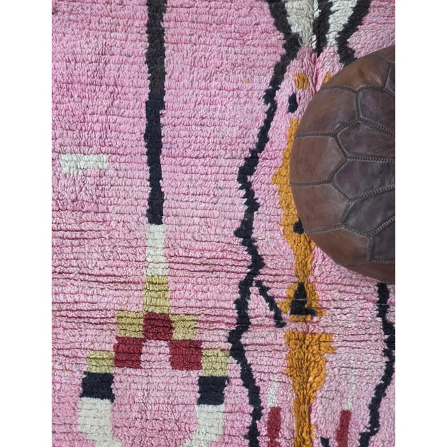 Textile Pink Handwoven Berber Wool Rug - 9.5 X 6.5 Ft For Sale - Image 7 of 8