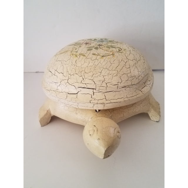Paint Vintage Hand Carved and Hand Painted Turtle Trinket Box For Sale - Image 7 of 8