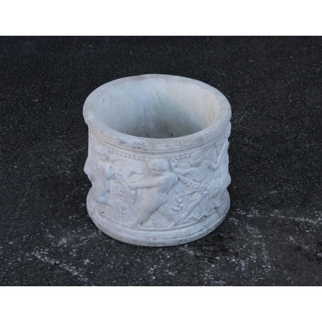 Classical Style Cherub Relief Cast Stone Garden Planter For Sale - Image 13 of 16