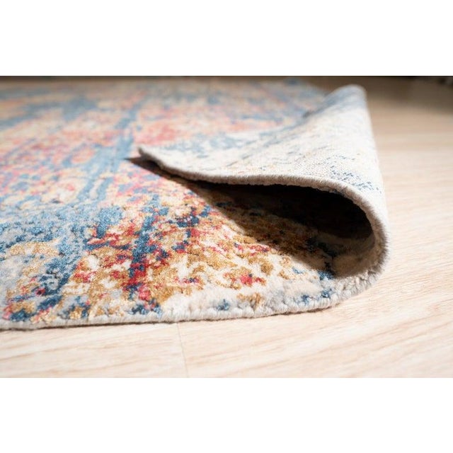 Contemporary 5x8 Ivory Hand-Knotted Wool Viscose Fragmented Floral Abstract Carpet Rug For Sale - Image 3 of 5