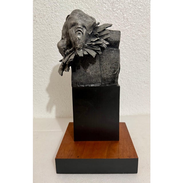 French Naif Modernist Sculpture In Metal Brutalist Head of Woman Valerie Hadida For Sale - Image 12 of 17