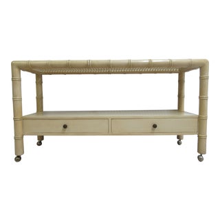 Vintage French Regency Faux Bamboo Sofa Hall Table Console Server Sideboard For Sale