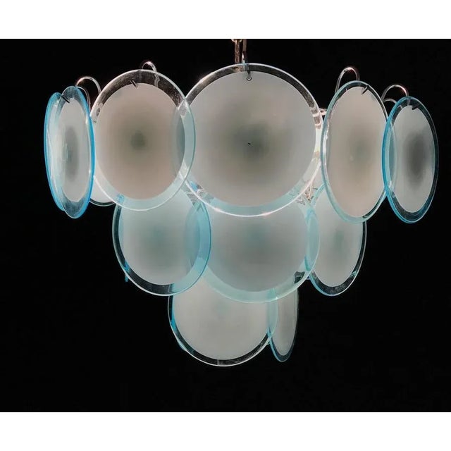 1970s Blue Turquoise Disc Murano Ceiling Lamp from Vistosi, 1970s For Sale - Image 5 of 12