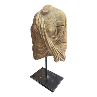 Greek Artist, Bust Sculpture on Iron Base, 1970, Stone For Sale