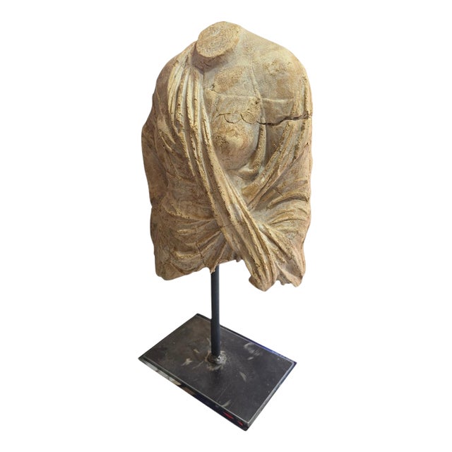 Greek Artist, Bust Sculpture on Iron Base, 1970, Stone For Sale