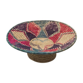 Vintage Footed African Basket For Sale