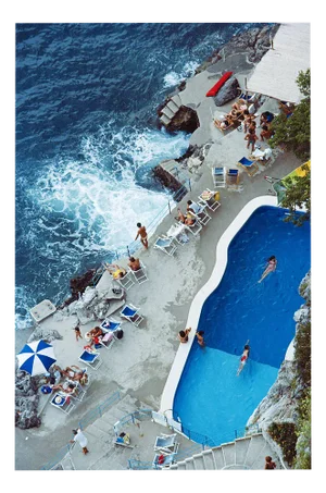 Slim Aarons, Pool on Amalfi Coast, Limited Edition Estate Stamped Photographic Print, 1960s