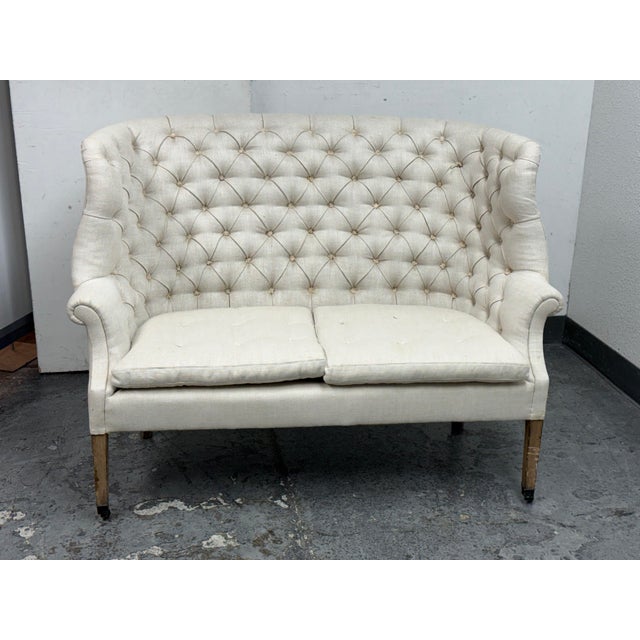 Restoration Hardware 19th Century Style English Wing Settee For Sale In San Francisco - Image 6 of 12