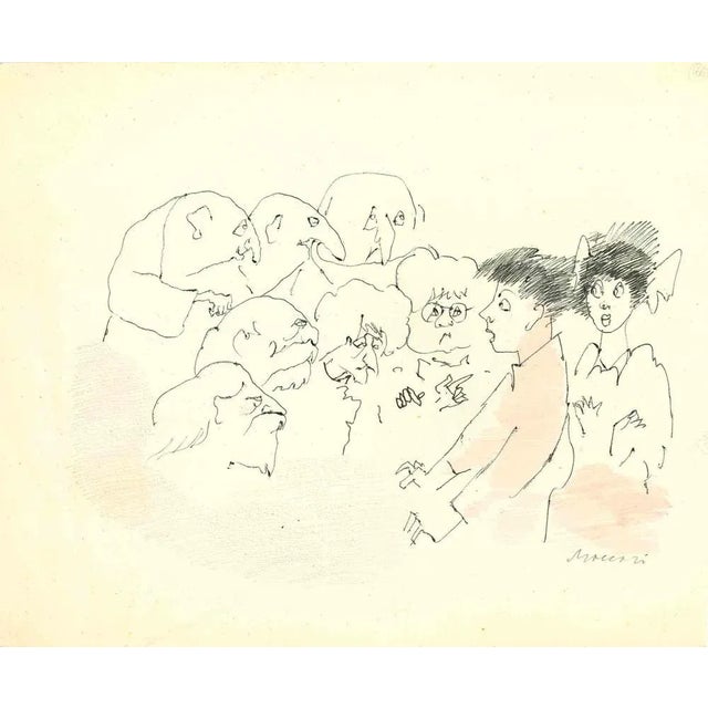 Portraits is a China ink and watercolor Drawing realized by Mino Maccari (1924-1989) in the 1960s. Hand-signed on the...