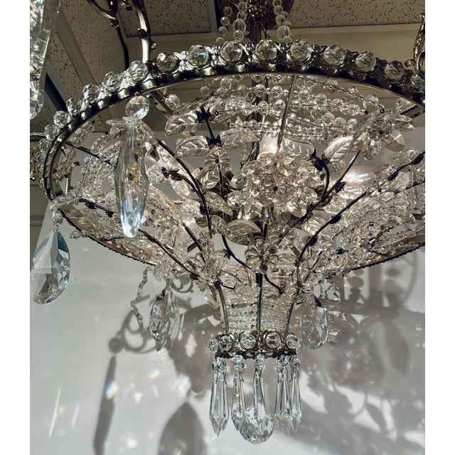 Metal Myran Allan Luxury Lighting Neoclassical Antique Silver Petite Bohemian Crystal Chandelier For Sale - Image 7 of 7