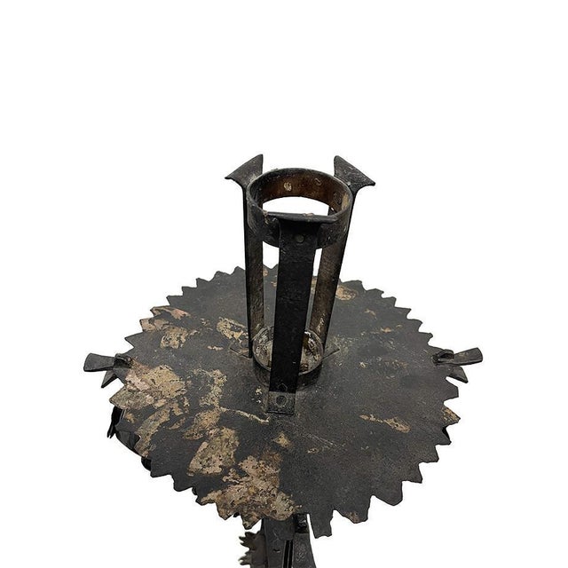 19th Century Iron floor candle stands torchères A beautiful set of handmade iron candle torchères on a tripod three-toed...