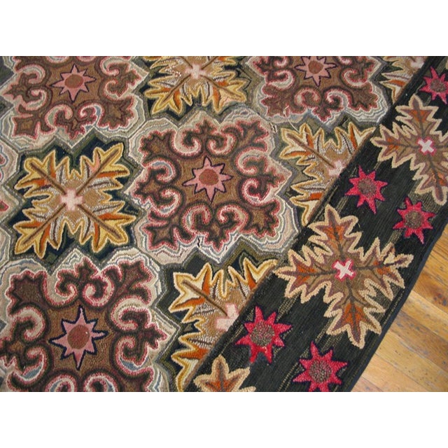 American Awesome Ivory and Camel Color With Symmetric Design Antique American Hooked Rug For Sale - Image 3 of 5