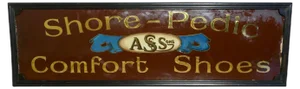 Shoe Shop Mirror Advertising Sign A S & Sons Shore Pedic Shoes, 1920s