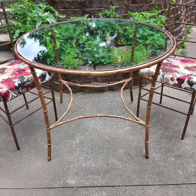 Chinoiserie Metal Bamboo Dining Table & Chairs For Sale - Image 12 of 12