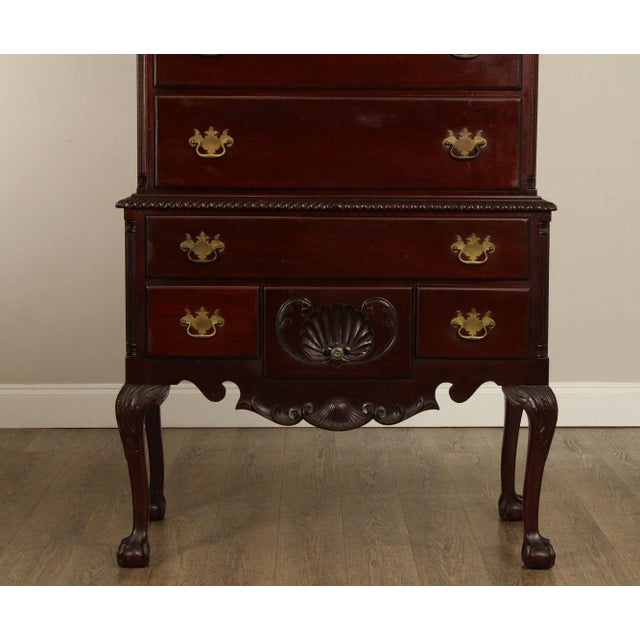 Chippendale Style Antique Bench Made Mahogany Highboy Chest For Sale - Image 10 of 12