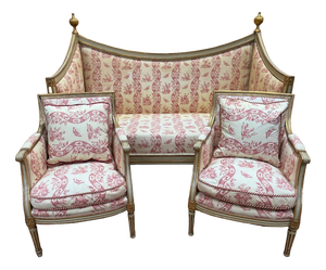 Louis XVI Salon in Rechambered Wood, Set of 3