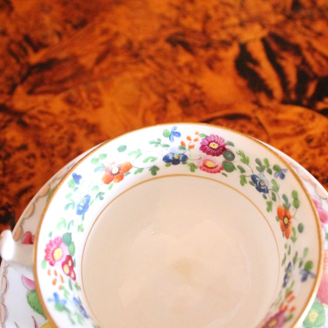 Antique English Porcelain Tea Cup and Saucer, Floral Decoration For Sale - Image 6 of 11