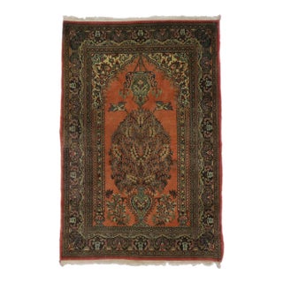 Antique Orange Persian Bijar Rug - 03'04 X 05'00 For Sale