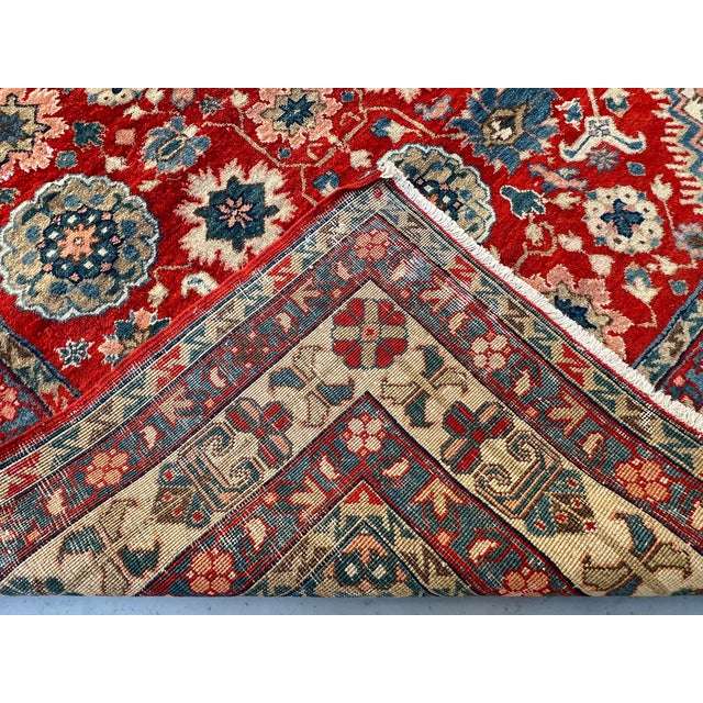 Red Persian Karaja Medallion Hand-Knotted Wool Rug - 4'0" X 7'2" For Sale - Image 12 of 12