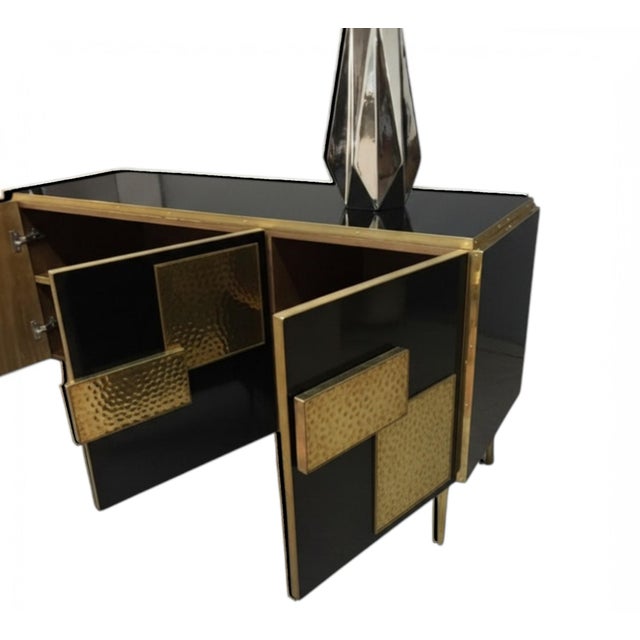 Black Murano Glass and Hammered Brass Sideboard from Justfurnituress SRL For Sale - Image 6 of 9