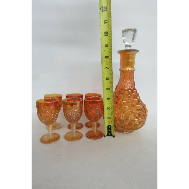 Vintage Imperial Grape Style Marigold Carnival Glass Decanternd 6