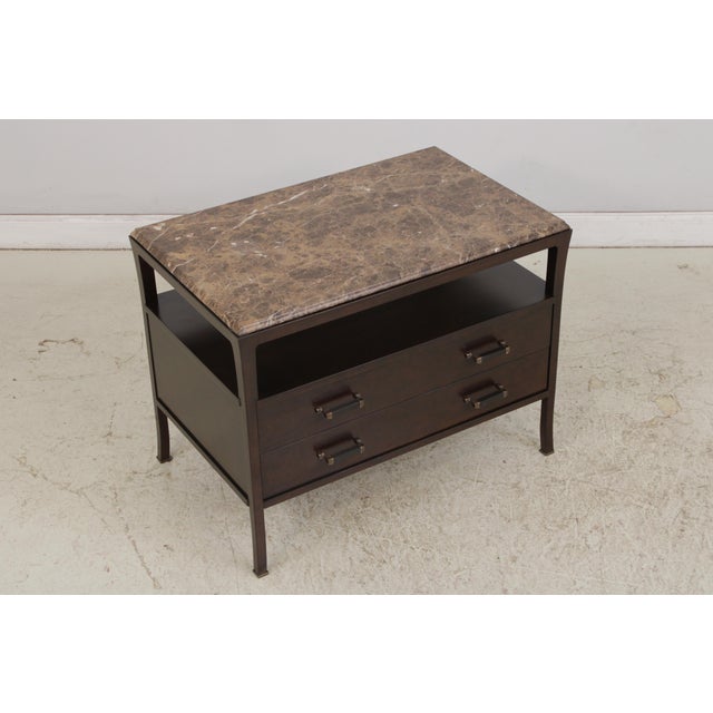 Baker Furniture Company Pair Baker Bill Sofield Modern Design Marble Top Nightstands For Sale - Image 4 of 16