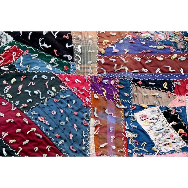 Graphic Antique Tied Quilt For Sale - Image 9 of 13