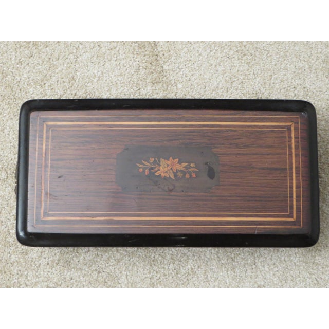 19th Century Antique Cylinder Music Box with Walnut Case Swiss For Sale - Image 9 of 10