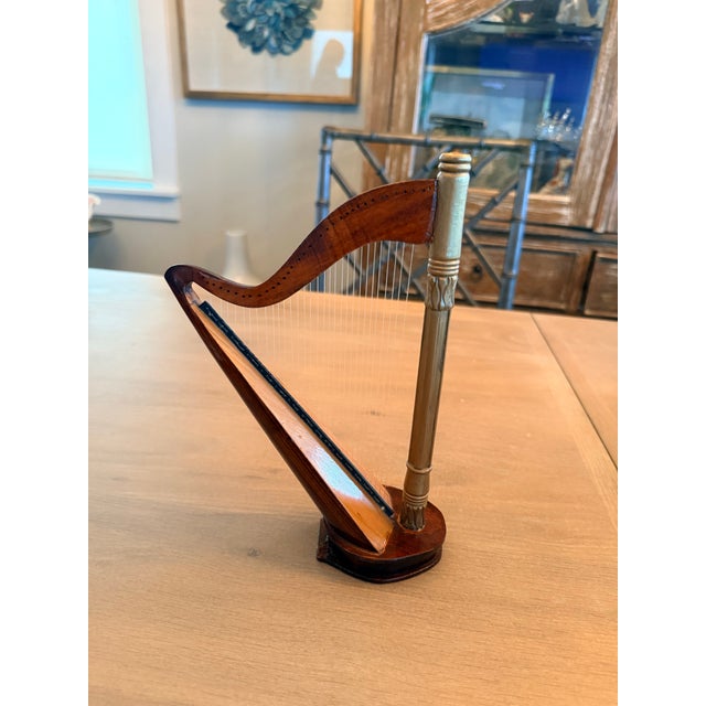 Wood Vintage Wooden Miniature Harp For Sale - Image 7 of 10