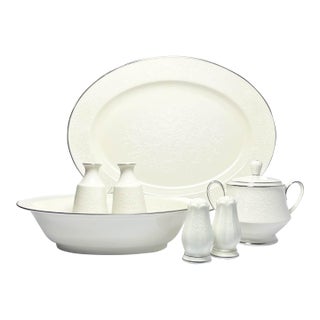 Noritake “Chandon, Platinum” Bone China Dinnerware Hostess Set - 7 pcs For Sale