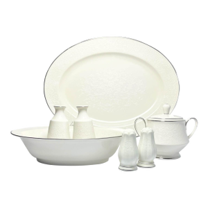 Noritake “Chandon, Platinum” Bone China Dinnerware Hostess Set - 7 pcs