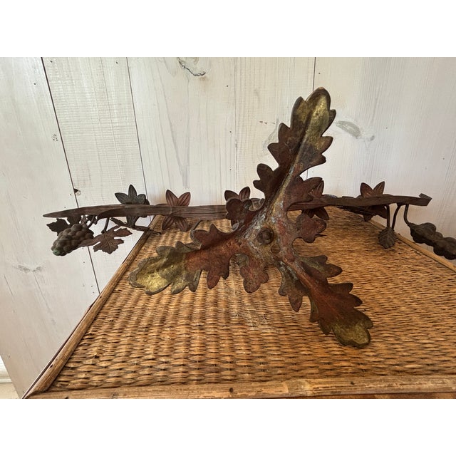 Metal Antique French Iron Candelabra, Grapes and Wheat Motif For Sale - Image 7 of 16