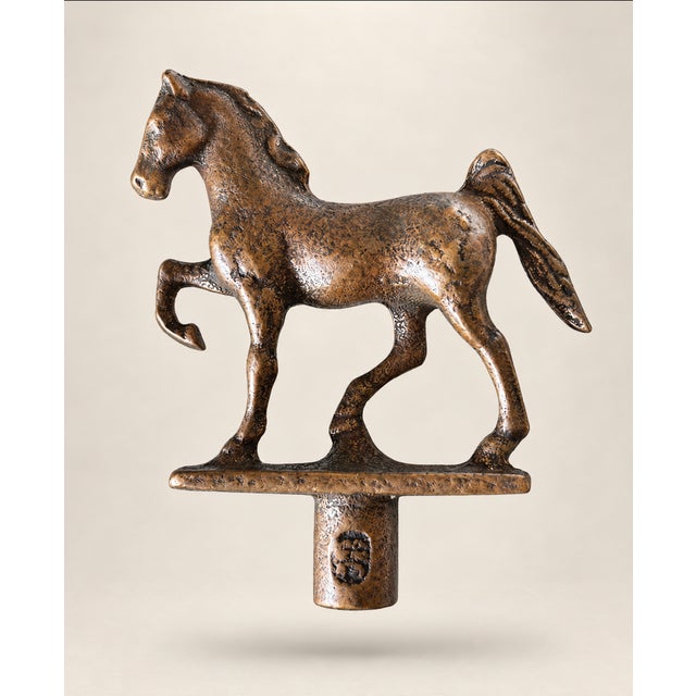 Vintage Solid Brass Prancing Horse Water Faucet Handle and Valve Spigot Manufacturer Hallmark Stamp For Sale In Seattle - Image 6 of 9