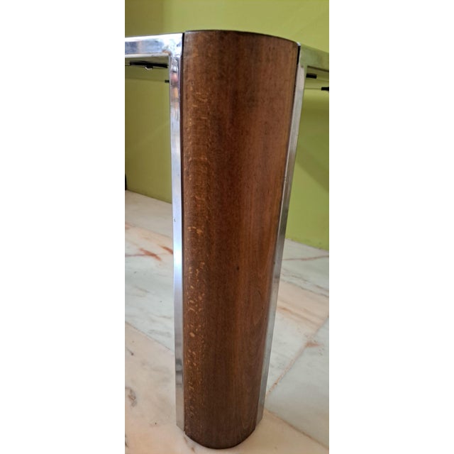 1970s Chrome and Wood Side Table, 1970 For Sale - Image 5 of 11