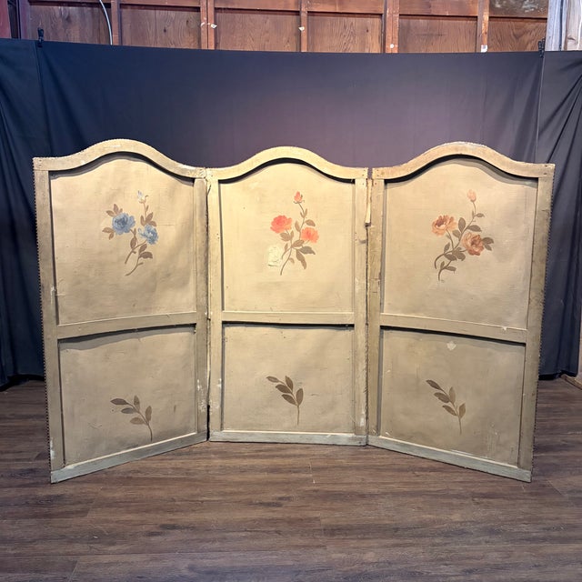 Antique French Painted Screen Depicting Three Figural Landscape Scenes For Sale - Image 15 of 15