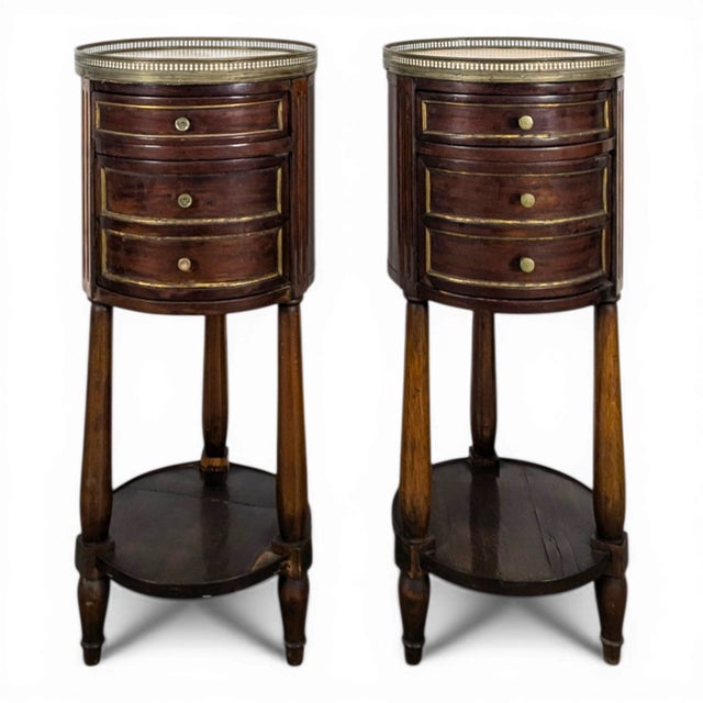 Louis XVI Bedside Tables with Gallery, Set of 2 For Sale