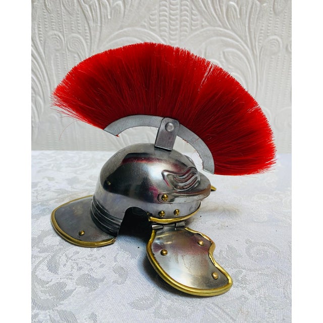 Antique 1900s Miniature Roman Helmet Galea Paperweight For Sale - Image 6 of 12