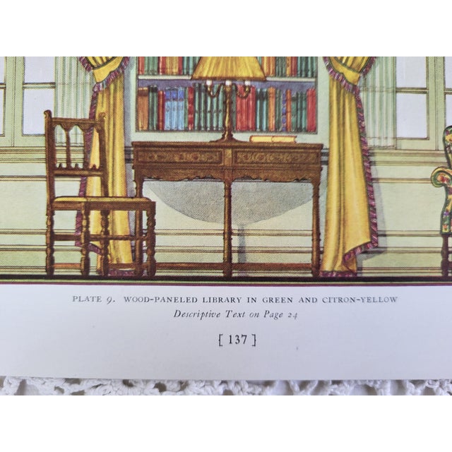 1937 Art Deco Interior Print of Home Library by Edward Thorne Reproduction For Sale - Image 4 of 4