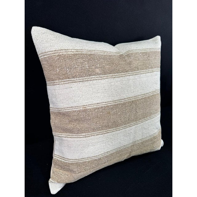 Contemporary Turkish Hemp Pillow Cushion Natural Beige Brown Pillow Cushion Cover 24"x24" For Sale - Image 3 of 4