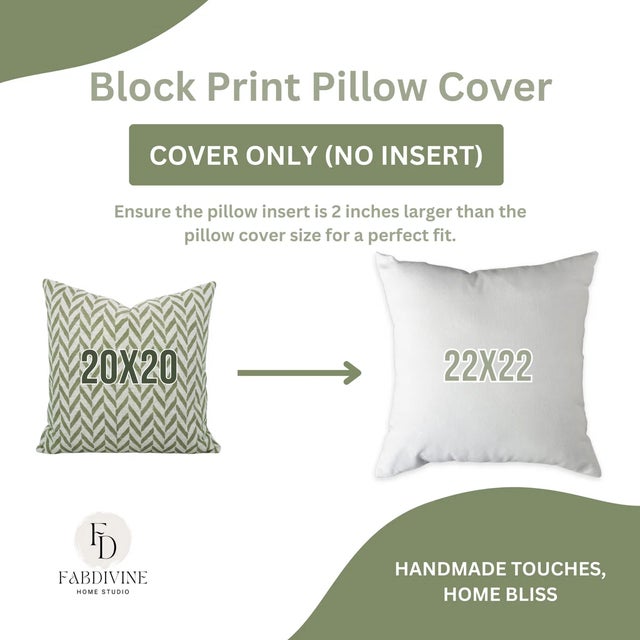 Not Yet Made - Made To Order Fabdivine Indian Block Print Cushion Cover 24x24 Inch Cotton Linen-Jheel For Sale - Image 5 of 5