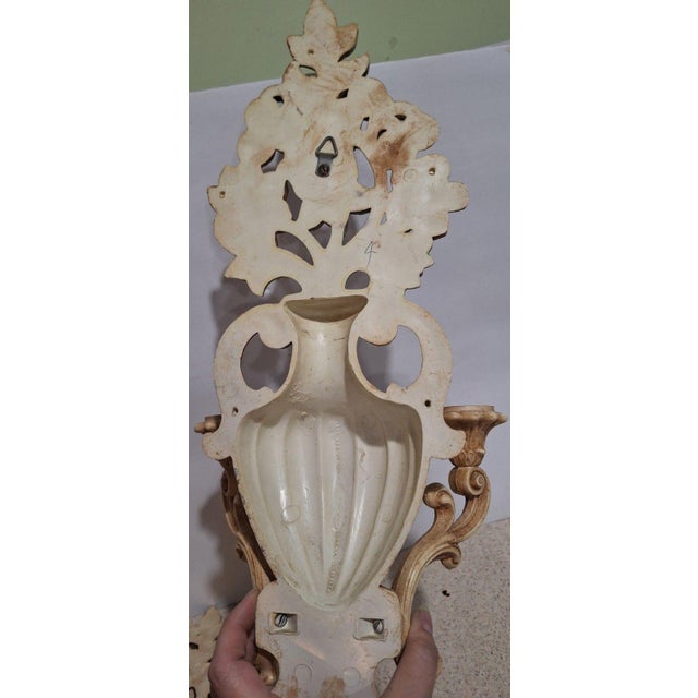 1960s Homco Floral Urn Wall Sconces, Candle Holders Pair For Sale - Image 5 of 5