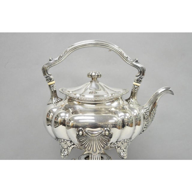 Gorham Antique Victorian Silver Plated Gorham 01180 Tilting Teapot Coffee Pot on Stand For Sale - Image 4 of 18
