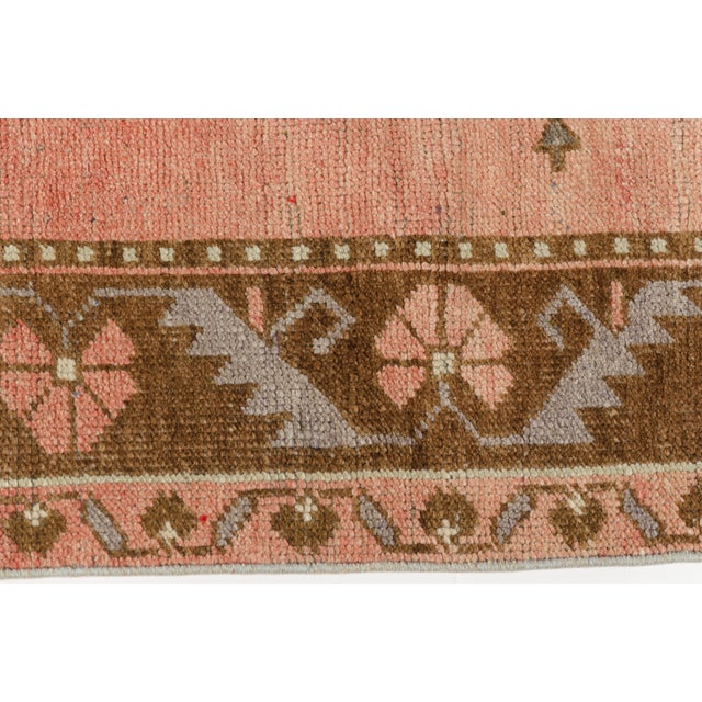 Turkish Authentic Hand-Knotted Runner, Faded Pink Vintage Rug, For Sale - Image 3 of 10